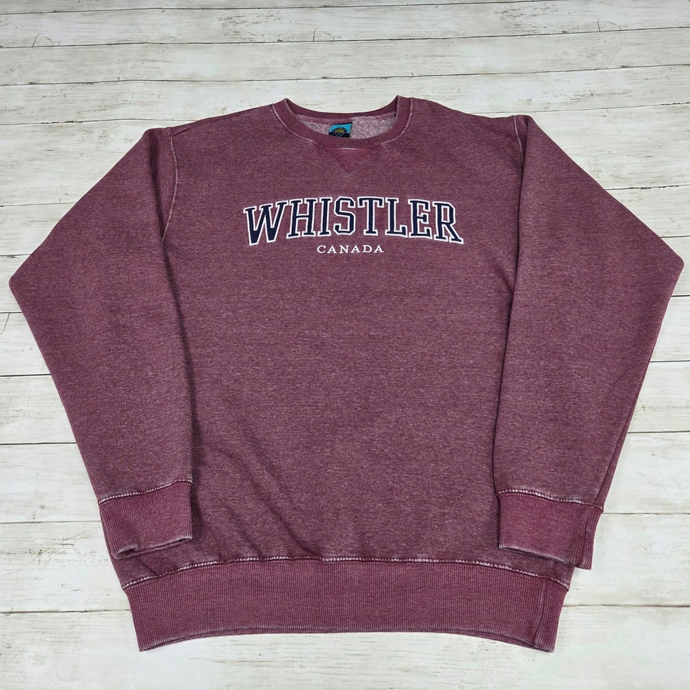 Coastal Culture Sweatshirt Men L Maroon Whistler Canada Pullover Heathered Fleec